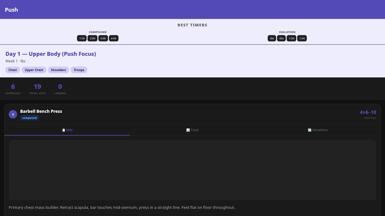 Day 1 — Push workout